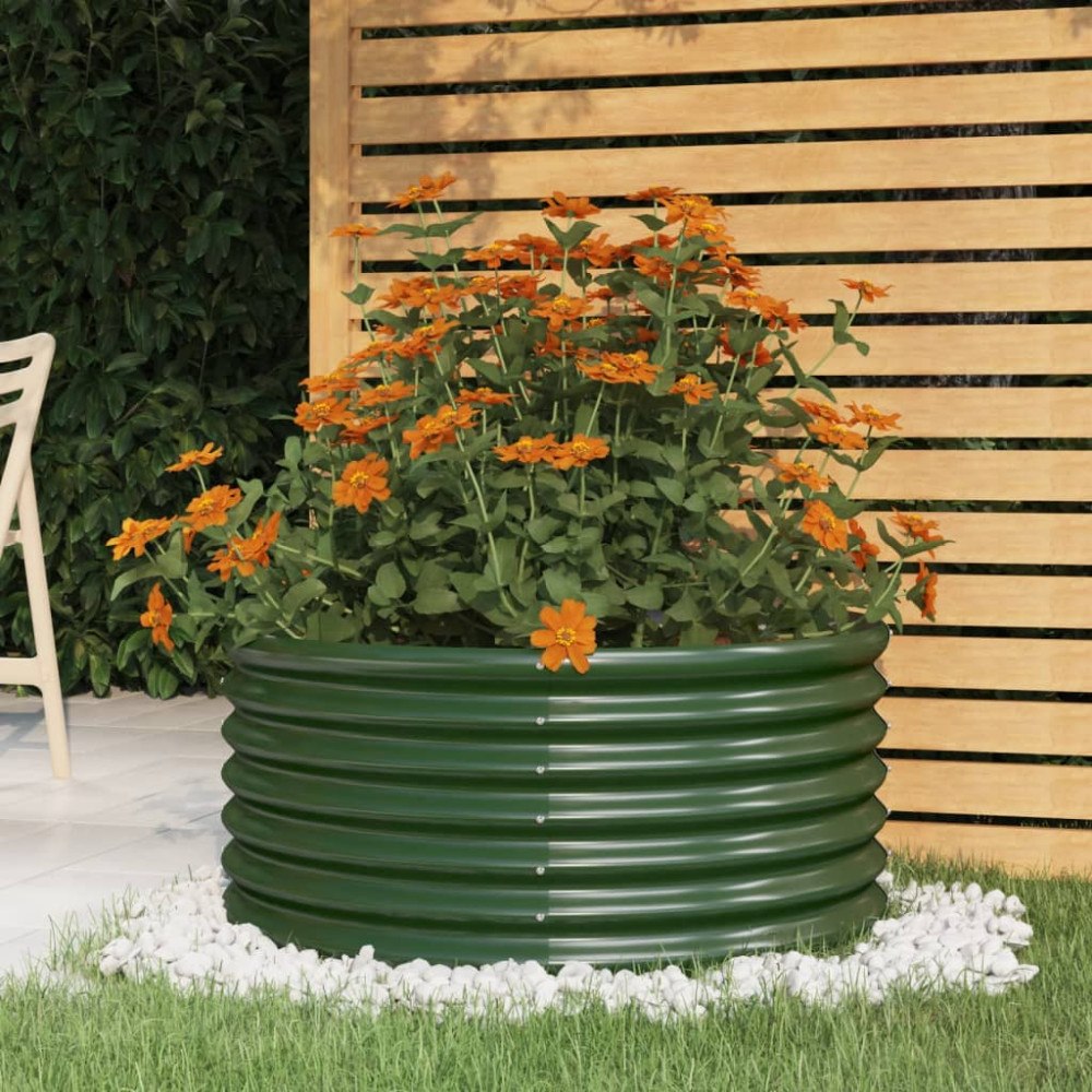 vidaXL Odlingslåda galvaniserat stål 80x80x36 cm grön