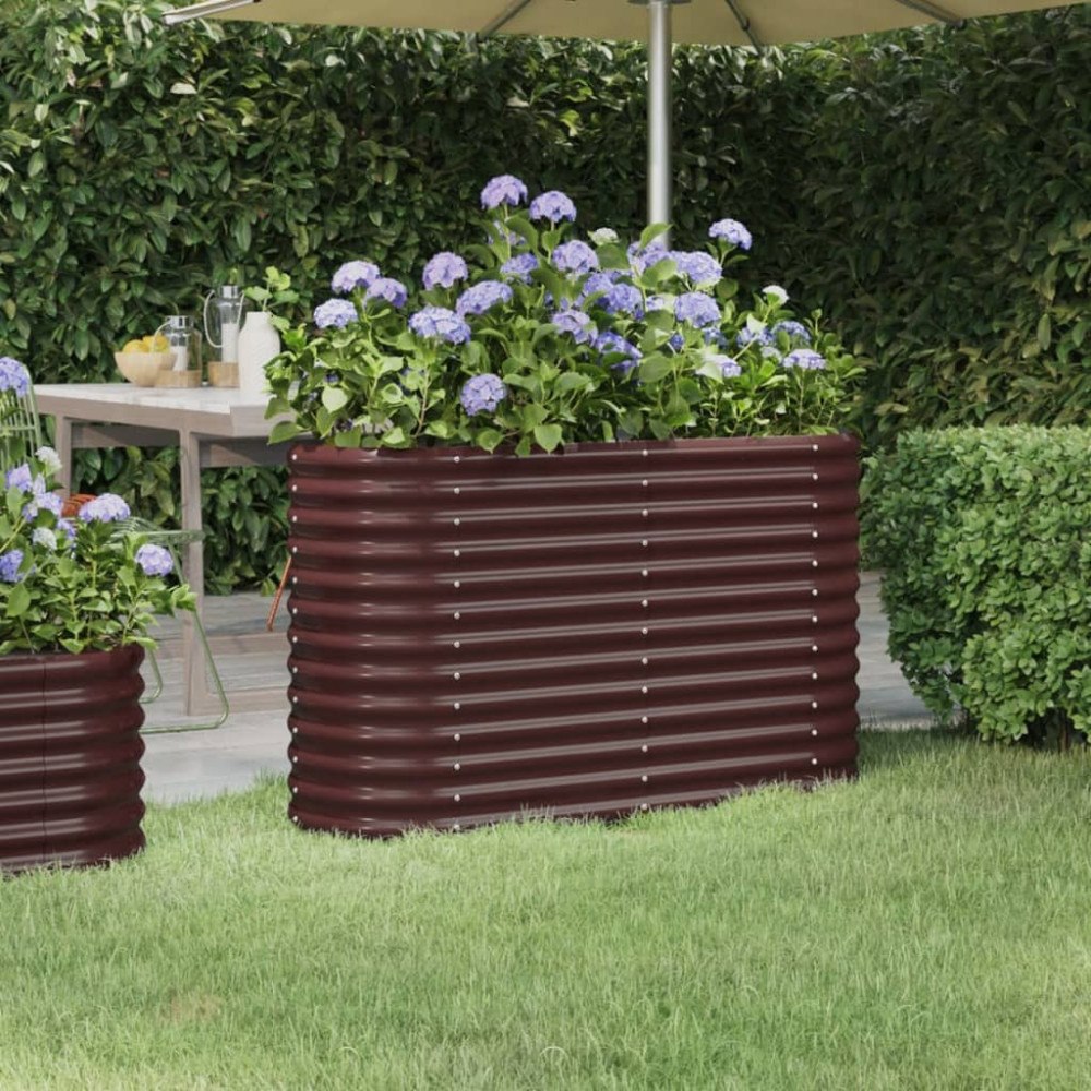 vidaXL Odlingslåda galvaniserat stål 114x40x68 cm brun