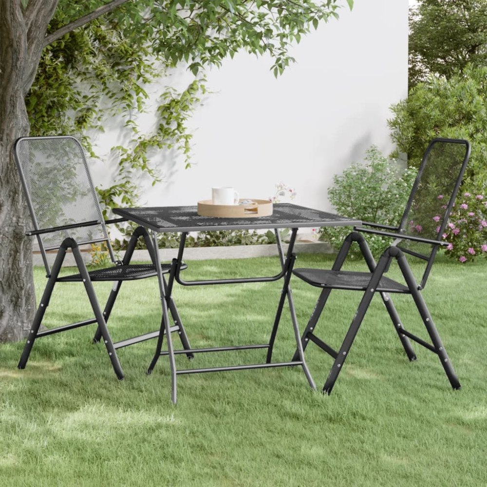 vidaXL Trädgårdsbord 80x80x72 cm sträckmetall antracit