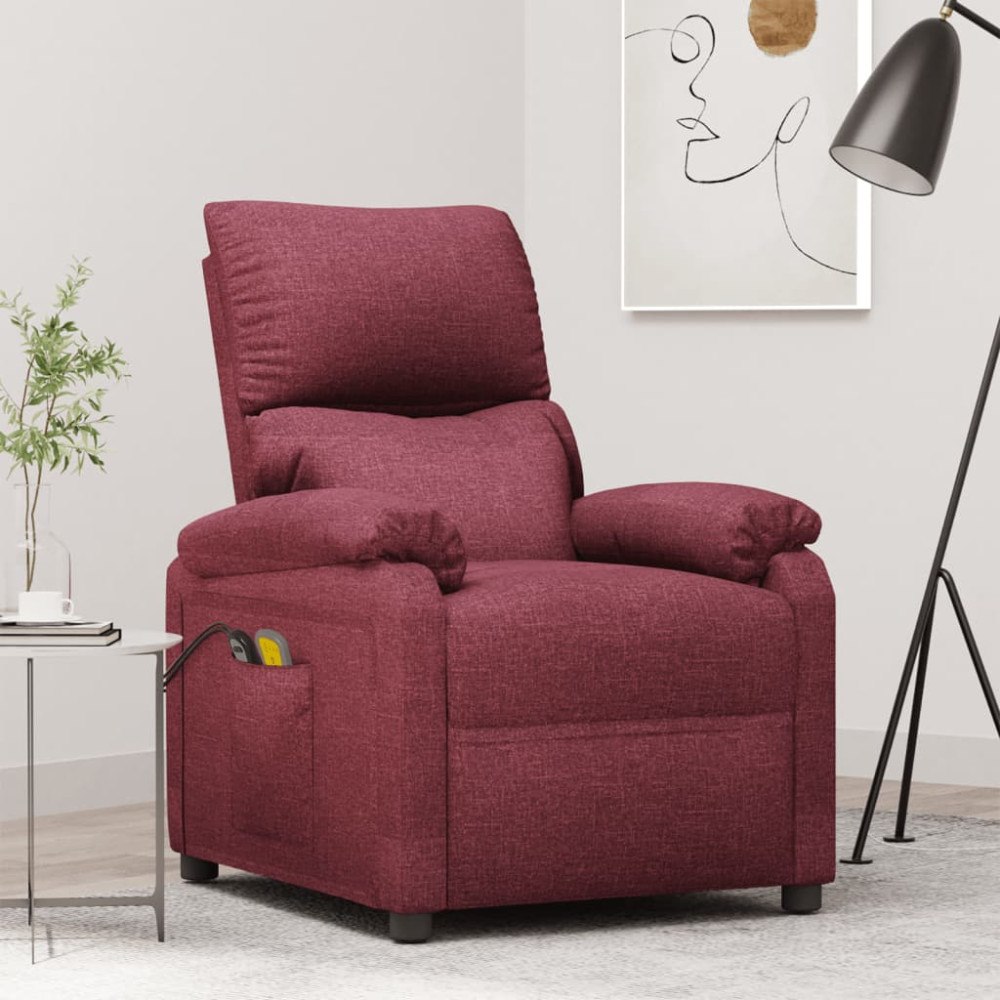 vidaXL Elektrisk massagefåtölj vinröd tyg