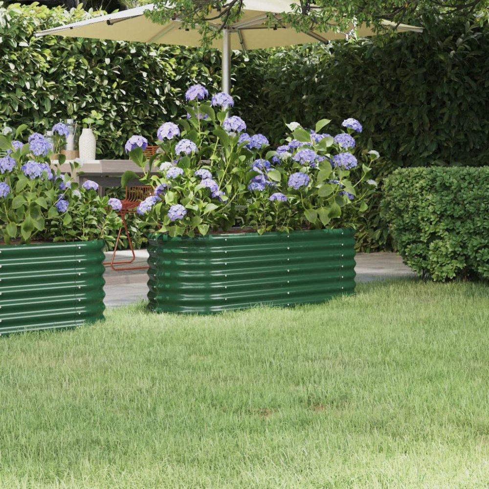 vidaXL Odlingslåda galvaniserat stål 114x40x36 cm grön