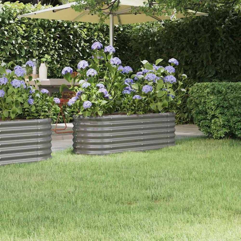 vidaXL Odlingslåda galvaniserat stål 114x40x36 cm grå