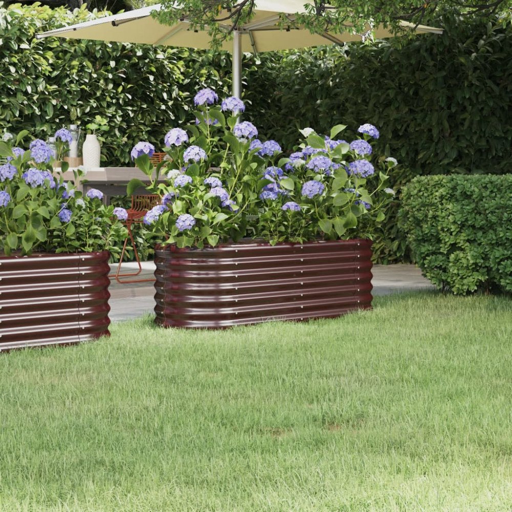vidaXL Odlingslåda galvaniserat stål 114x40x36 cm brun