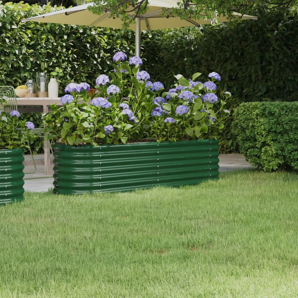 vidaXL Odlingslåda galvaniserat stål 152x40x36 cm grön