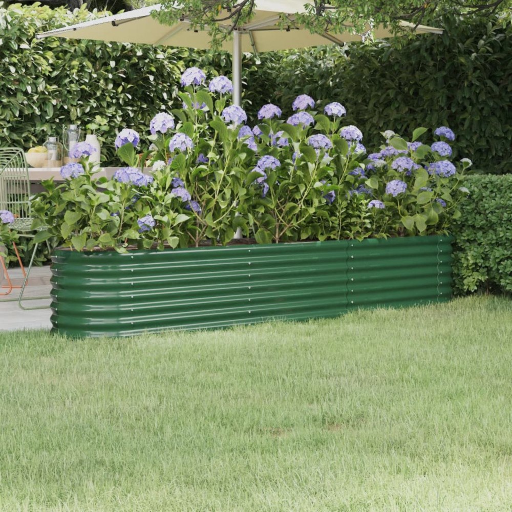 vidaXL Odlingslåda galvaniserat stål 224x40x36 cm grön