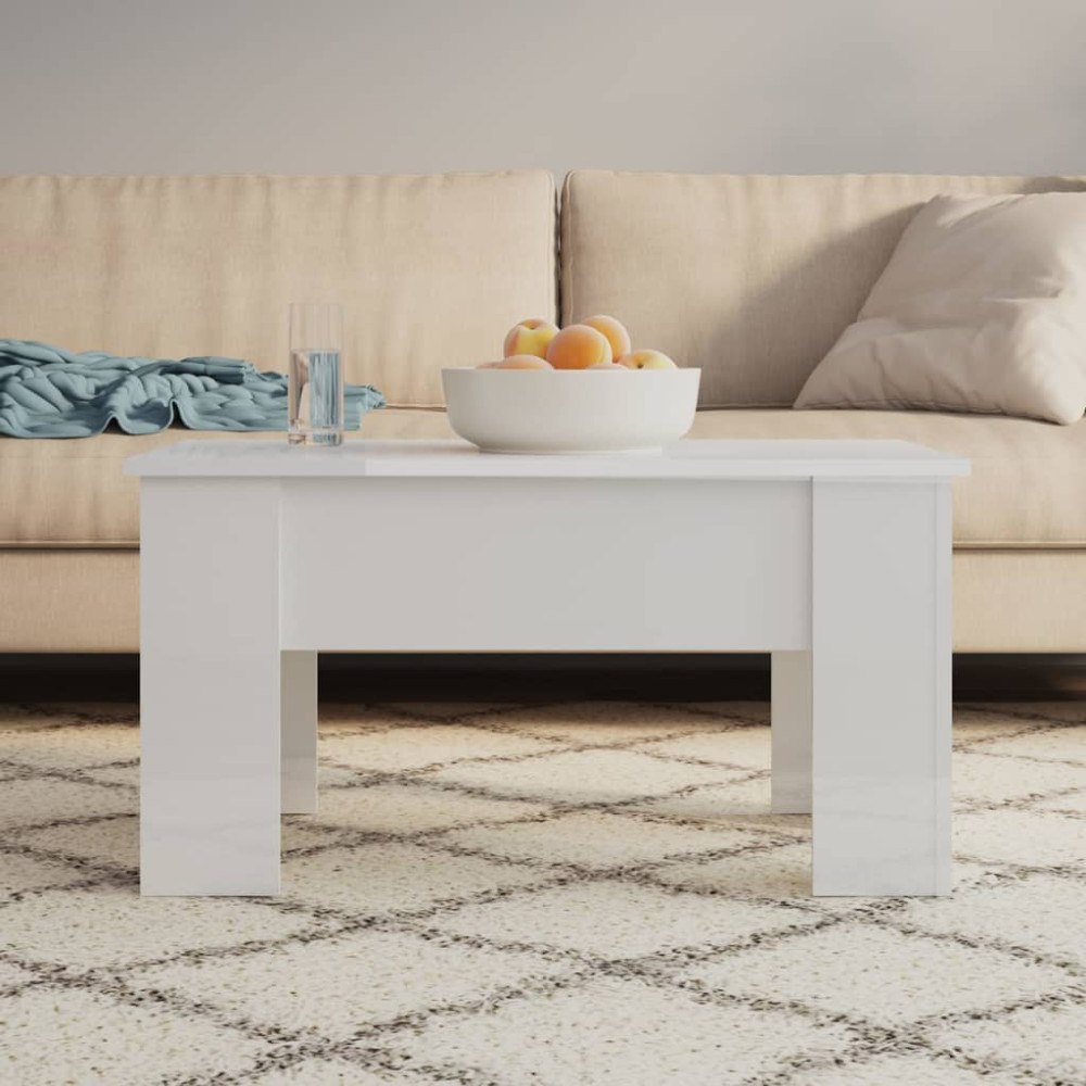 vidaXL Soffbord vit högglans 79x49x41 cm konstruerat trä
