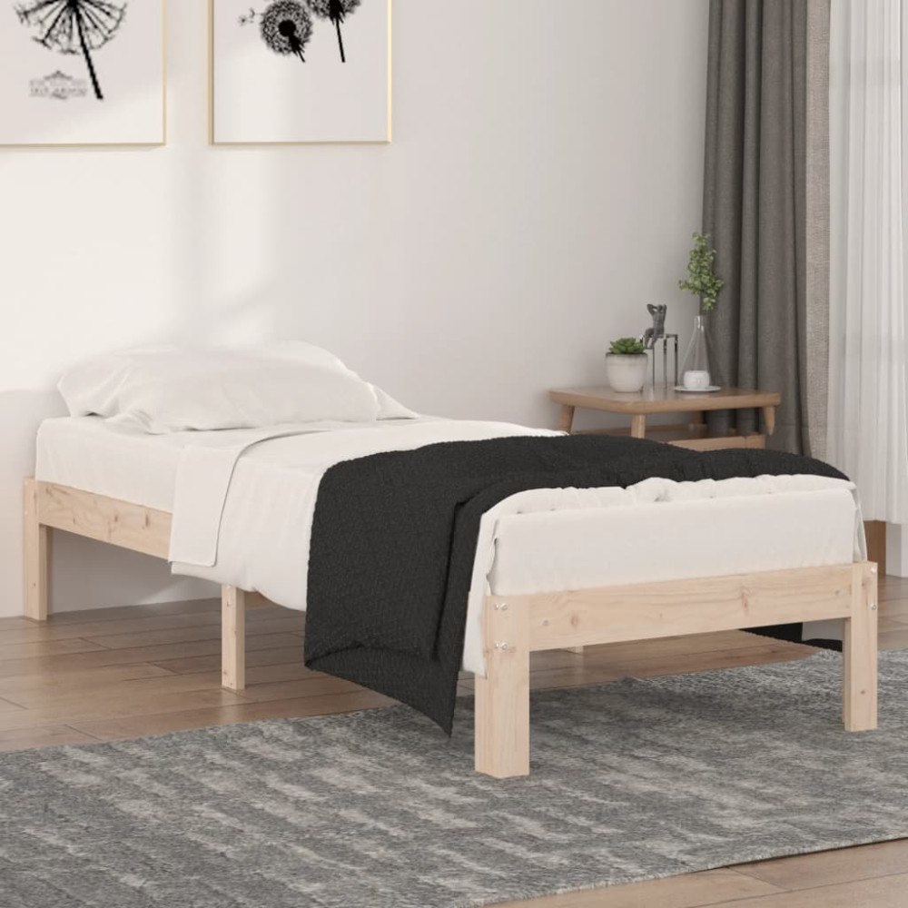 vidaXL Sängram massivt trä 75x190 cm