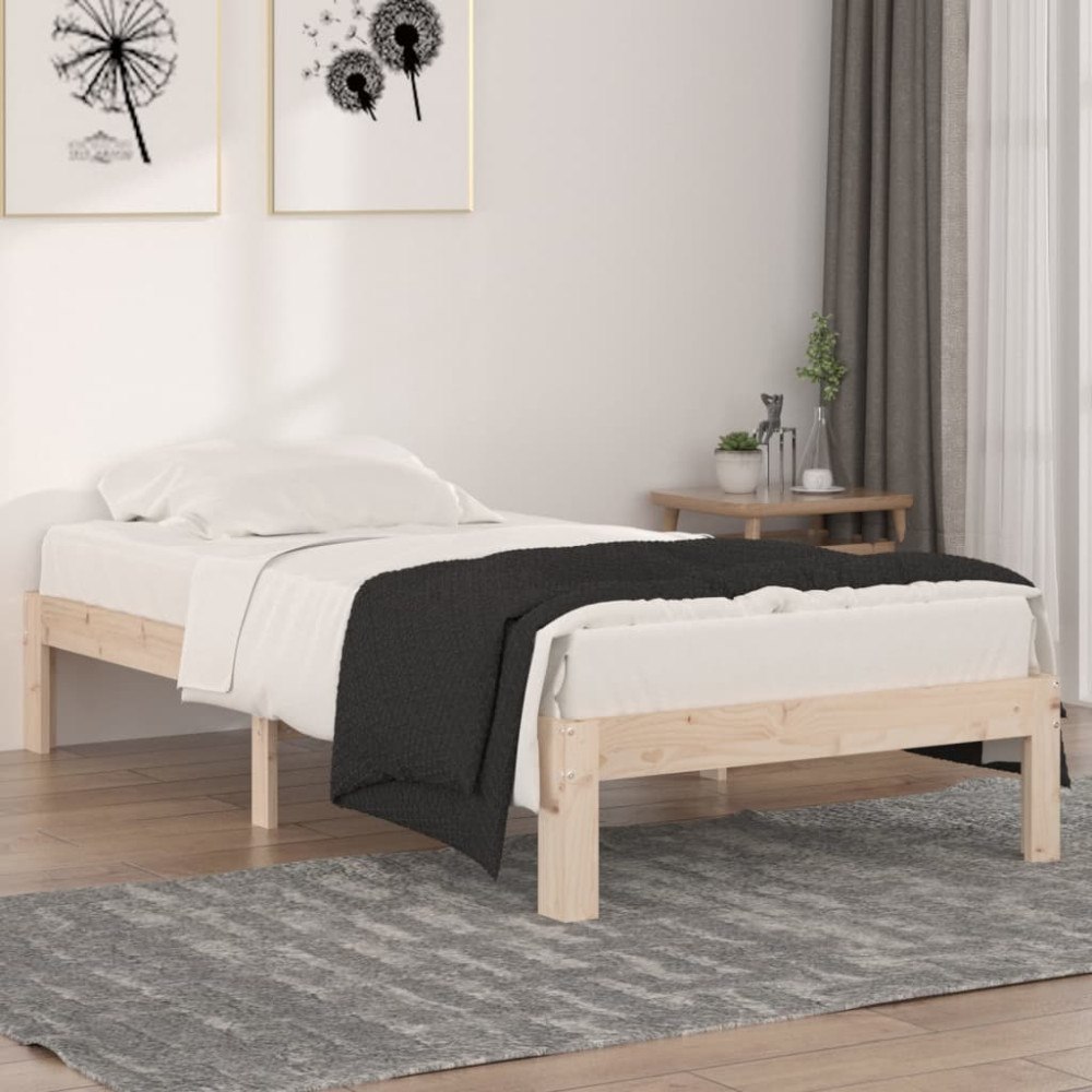 vidaXL Sängram massivt trä 90x190 cm