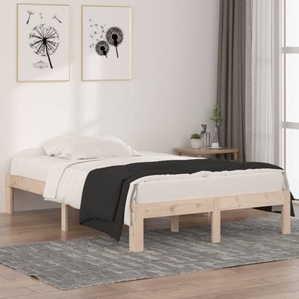 vidaXL Sängram massivt trä 120x190 cm