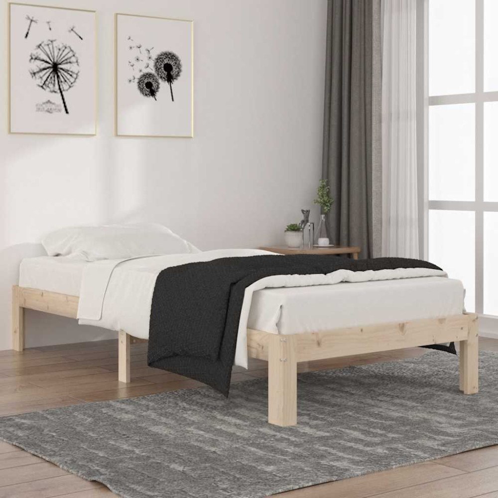 vidaXL Sängram massiv furu 90x200 cm
