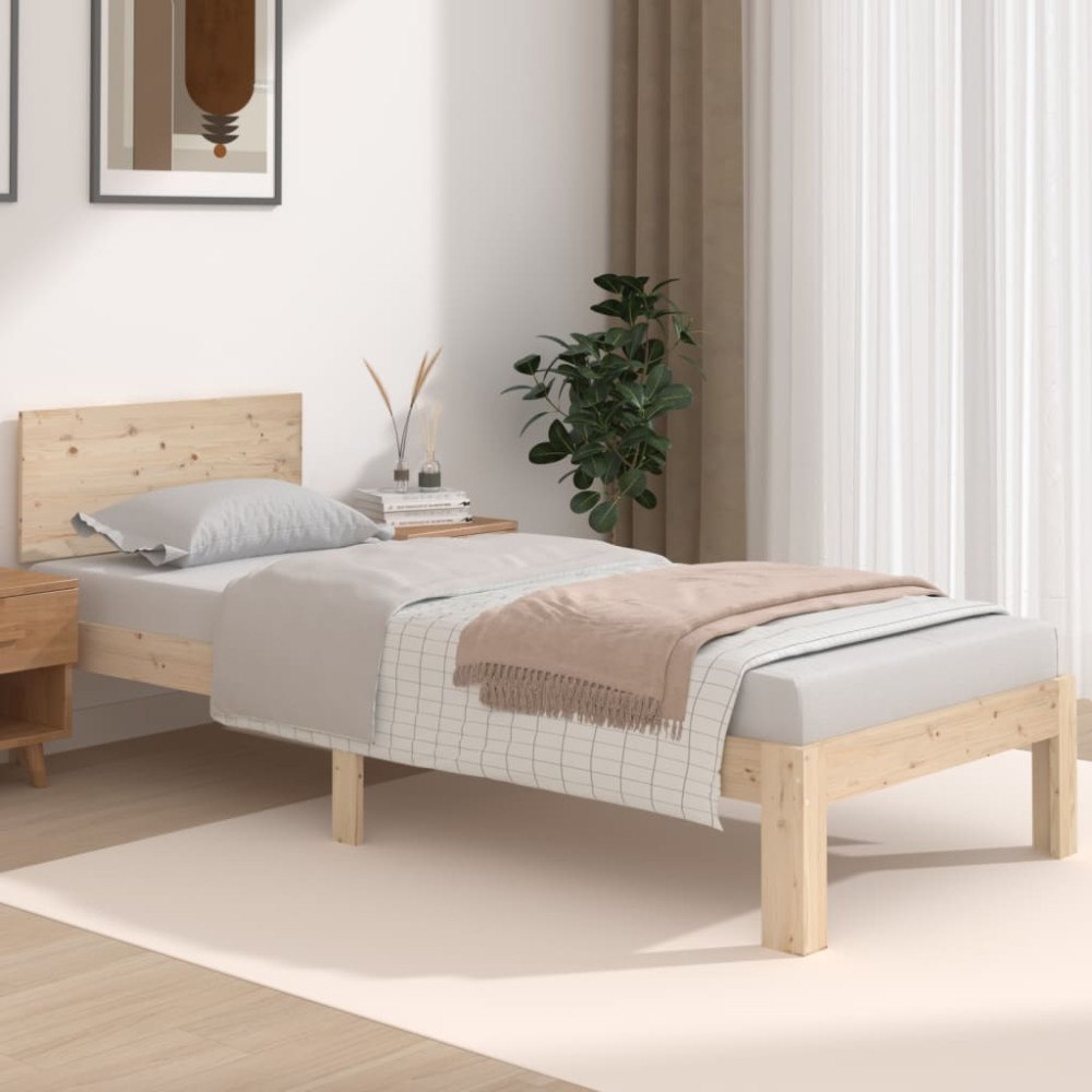 vidaXL Sängram massivt trä 75x190 cm