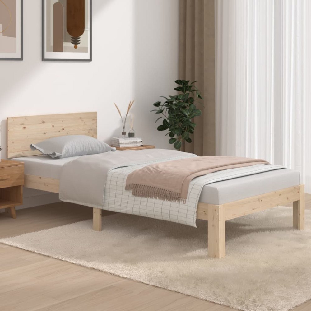 vidaXL Sängram massivt trä 90x190 cm