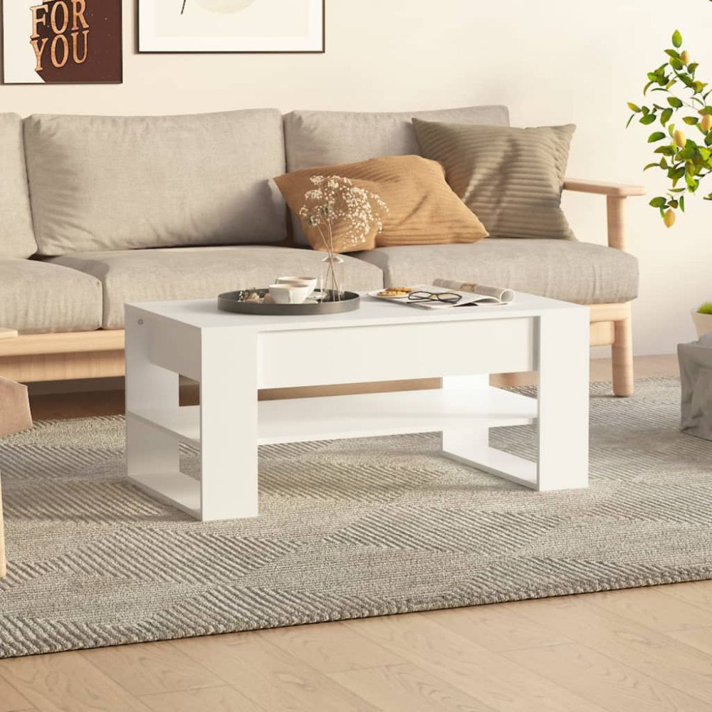 vidaXL Soffbord vit 102x55x45 cm konstruerat trä