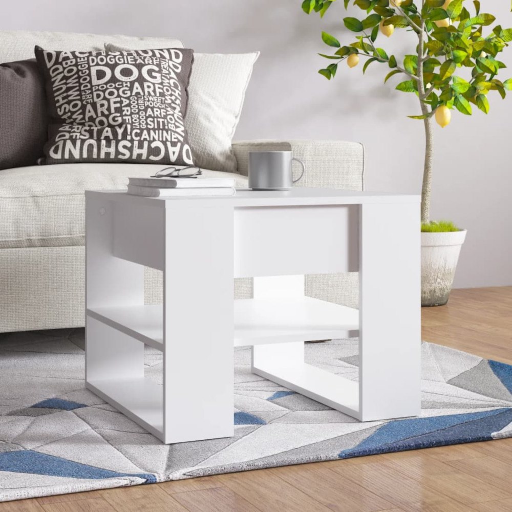 vidaXL Soffbord vit 55,5x55x45 cm konstruerat trä
