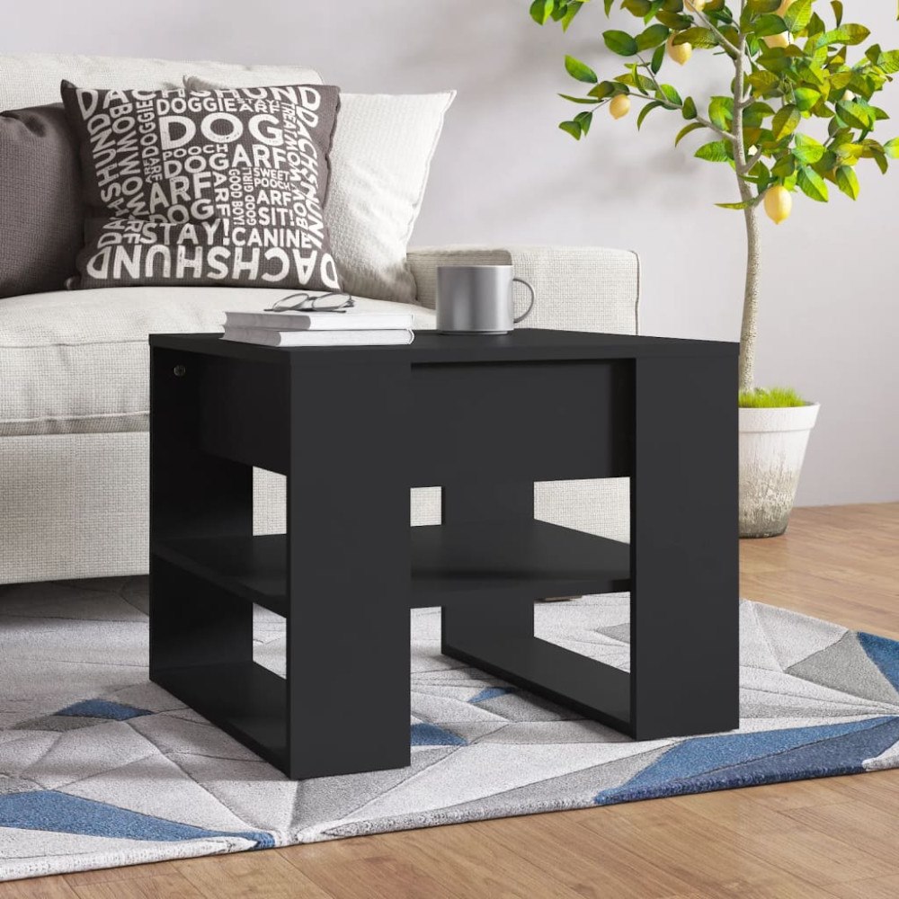 vidaXL Soffbord svart 55,5x55x45 cm konstruerat trä