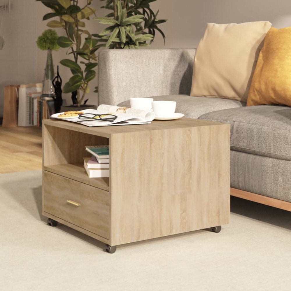 vidaXL Soffbord sonoma-ek 55x55x40 cm konstruerat trä