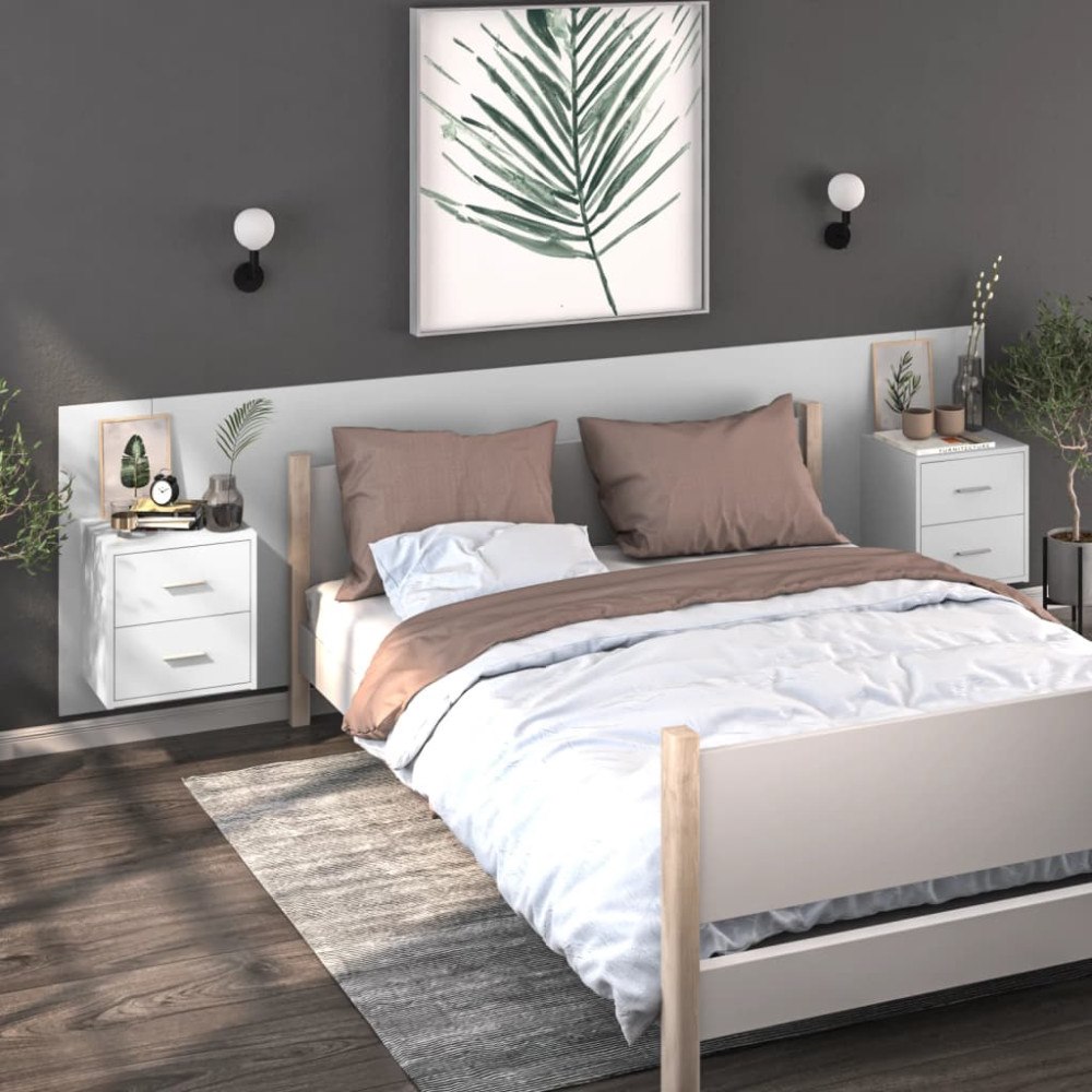 vidaXL Väggmonterade sängbord 2 st vit