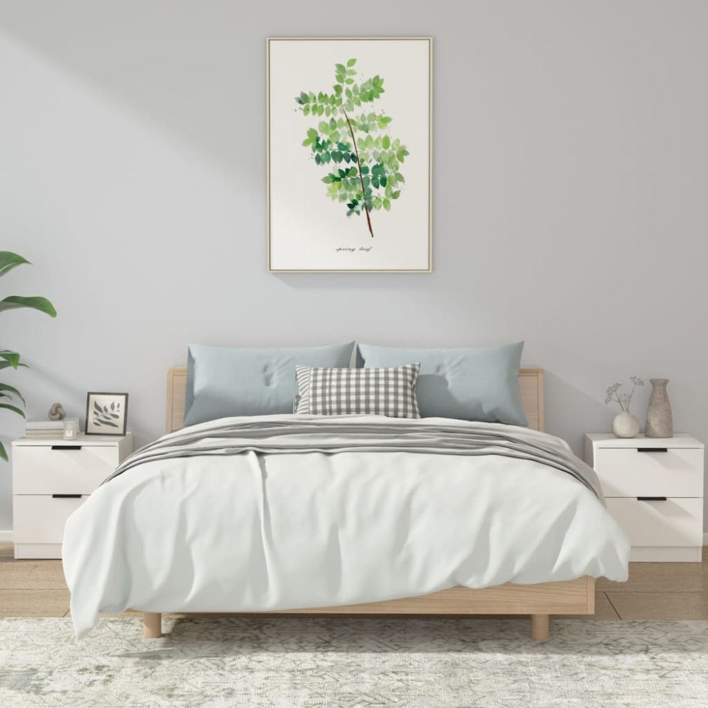 vidaXL Sängbord 2 st vit konstruerat trä