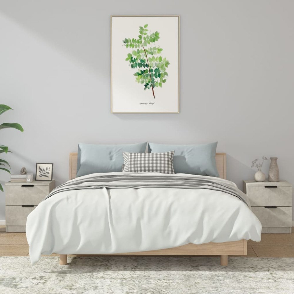 vidaXL Sängbord 2 st betonggrå konstruerat trä