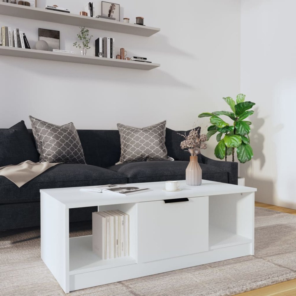 vidaXL Soffbord vit 102x50x36 cm konstruerat trä