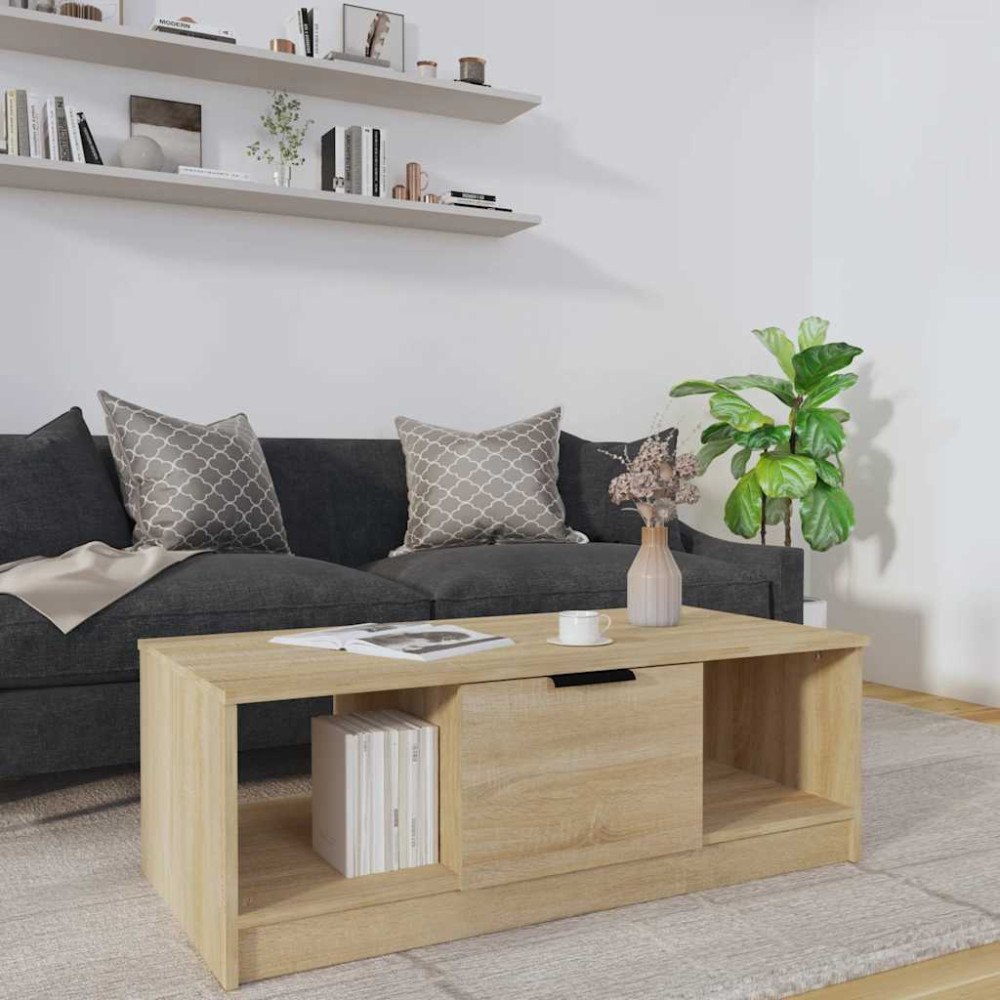 vidaXL Soffbord sonoma-ek 102x50x36 cm konstruerat trä