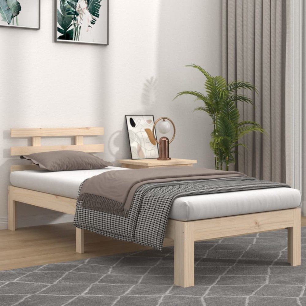 vidaXL Sängram massivt trä 90x200 cm