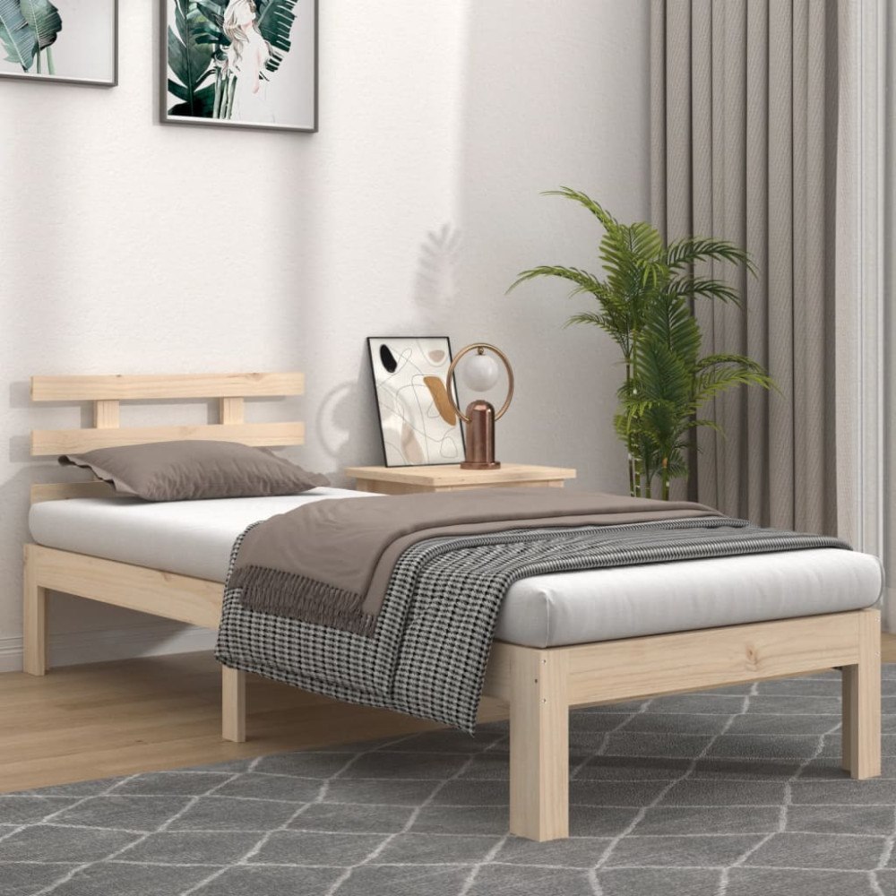 vidaXL Sängram massivt trä 100x200 cm