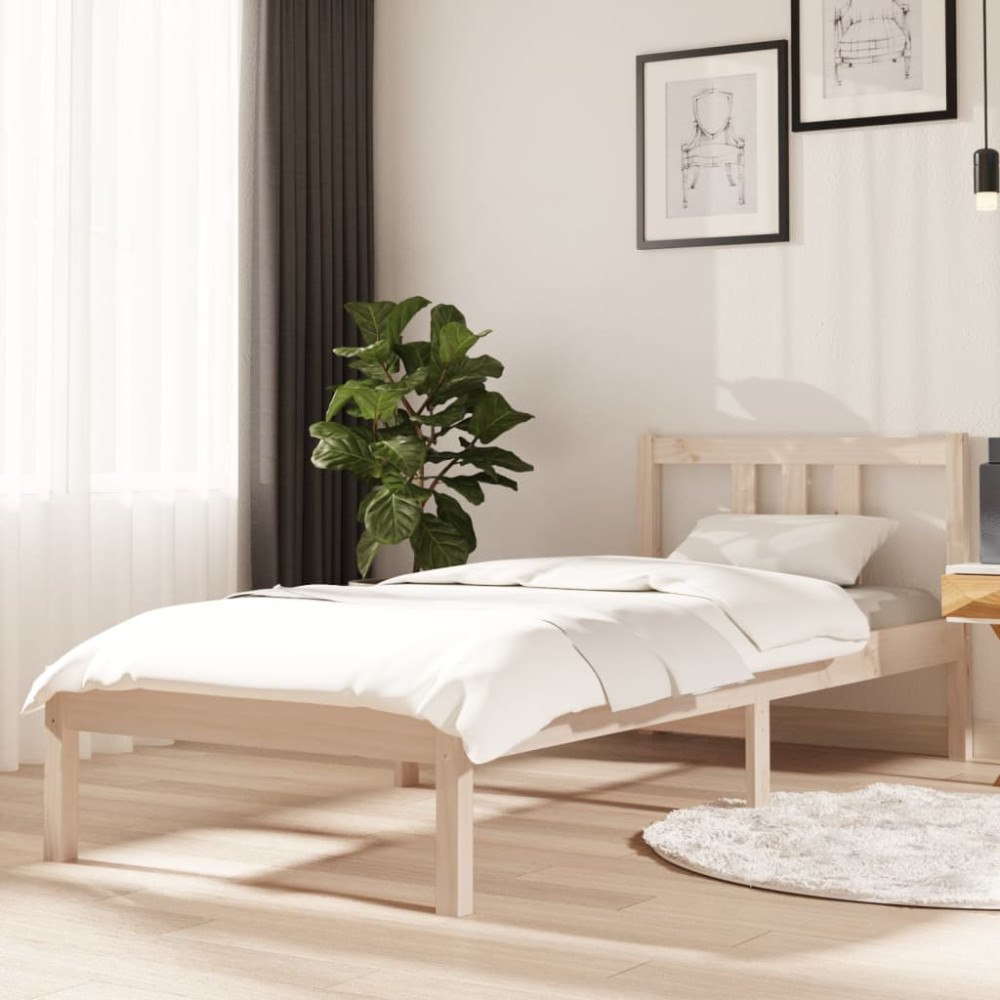 vidaXL Sängram massivt trä 75x190 cm