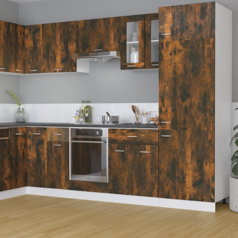 vidaXL Väggskåp glas “Lyon” rökfärgad ek 60x31x60 cm konstruerat trä