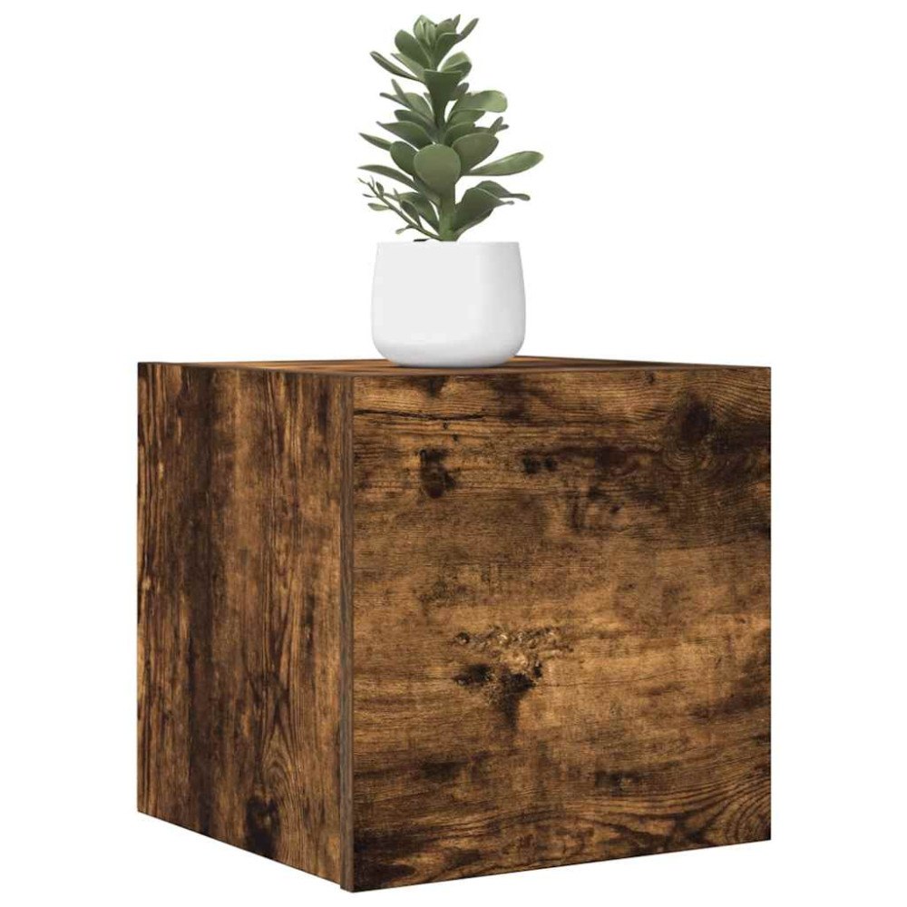 vidaXL Väggmonterad tv-bänk rökfärgad ek 30,5x30x30 cm