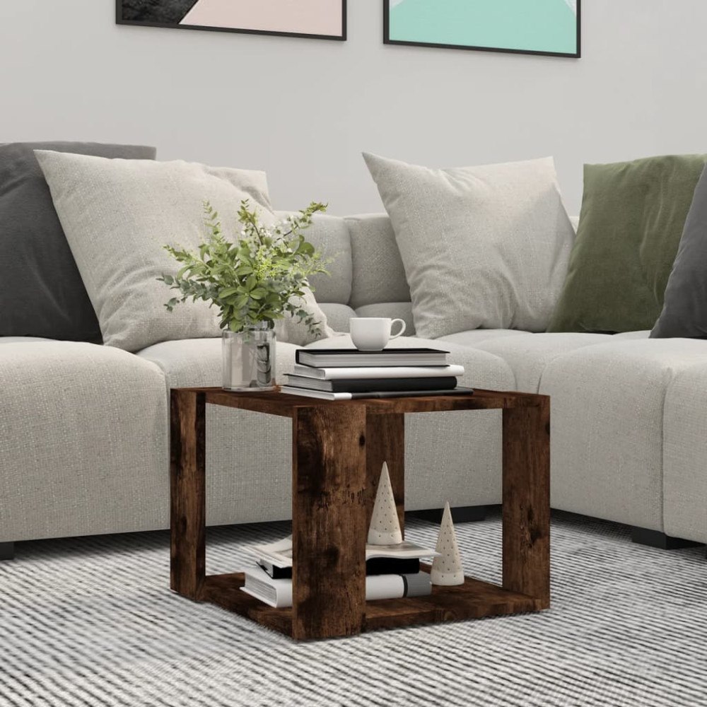 vidaXL Soffbord rökfärgad ek 40x40x30 cm konstruerat trä