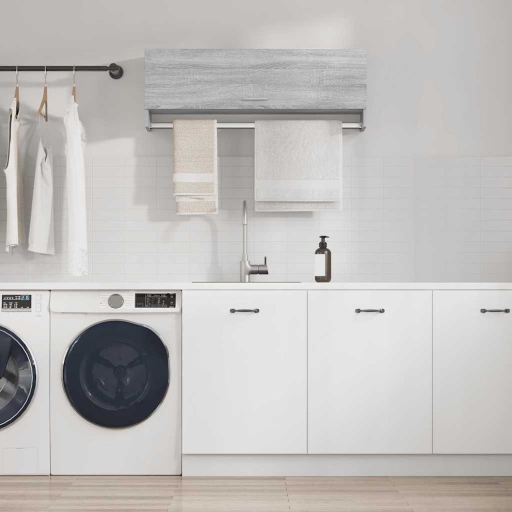 vidaXL Klädhängare grå sonoma 100x32,5x35 cm konstruerat trä