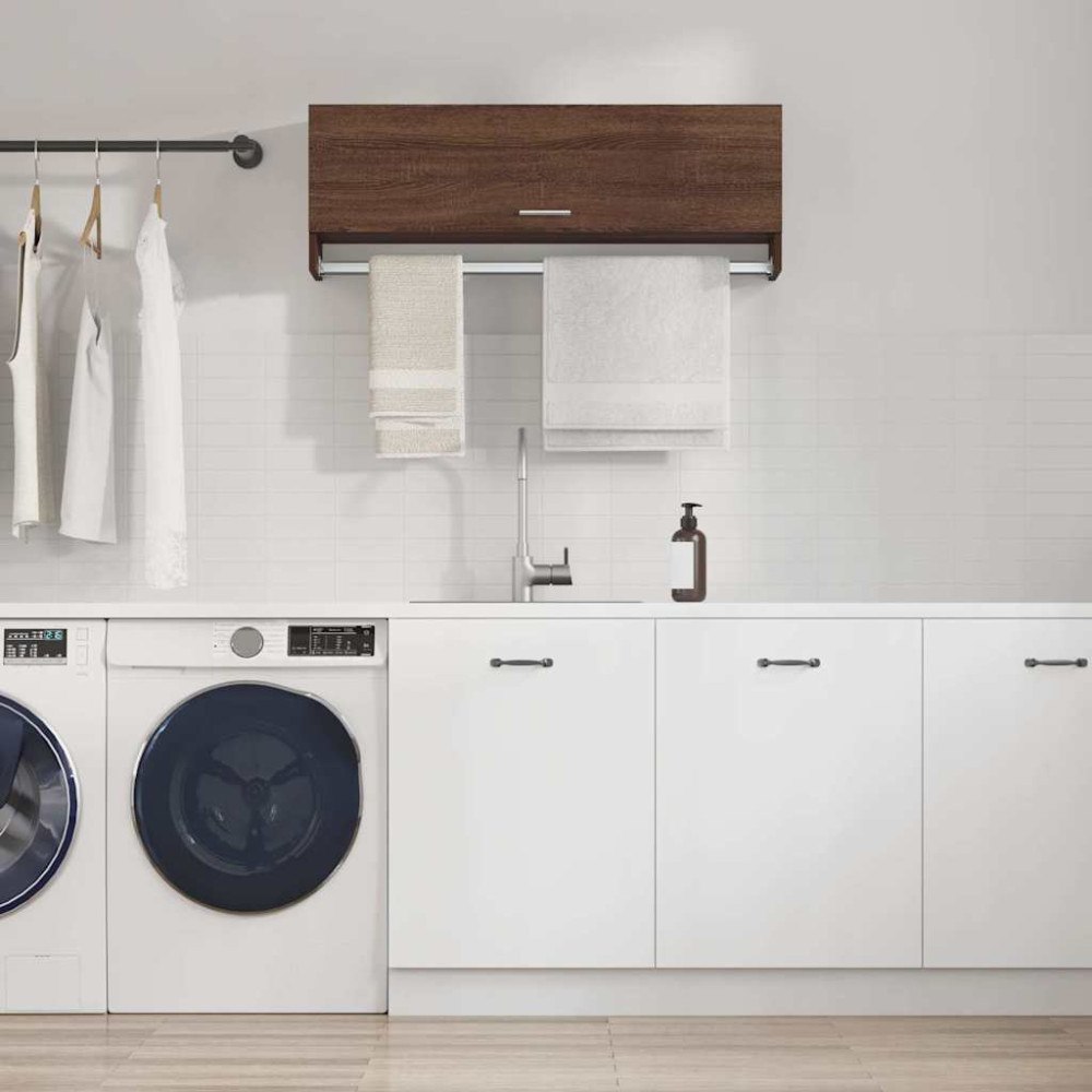 vidaXL Klädhängare brun ek 100x32,5x35 cm konstruerat trä