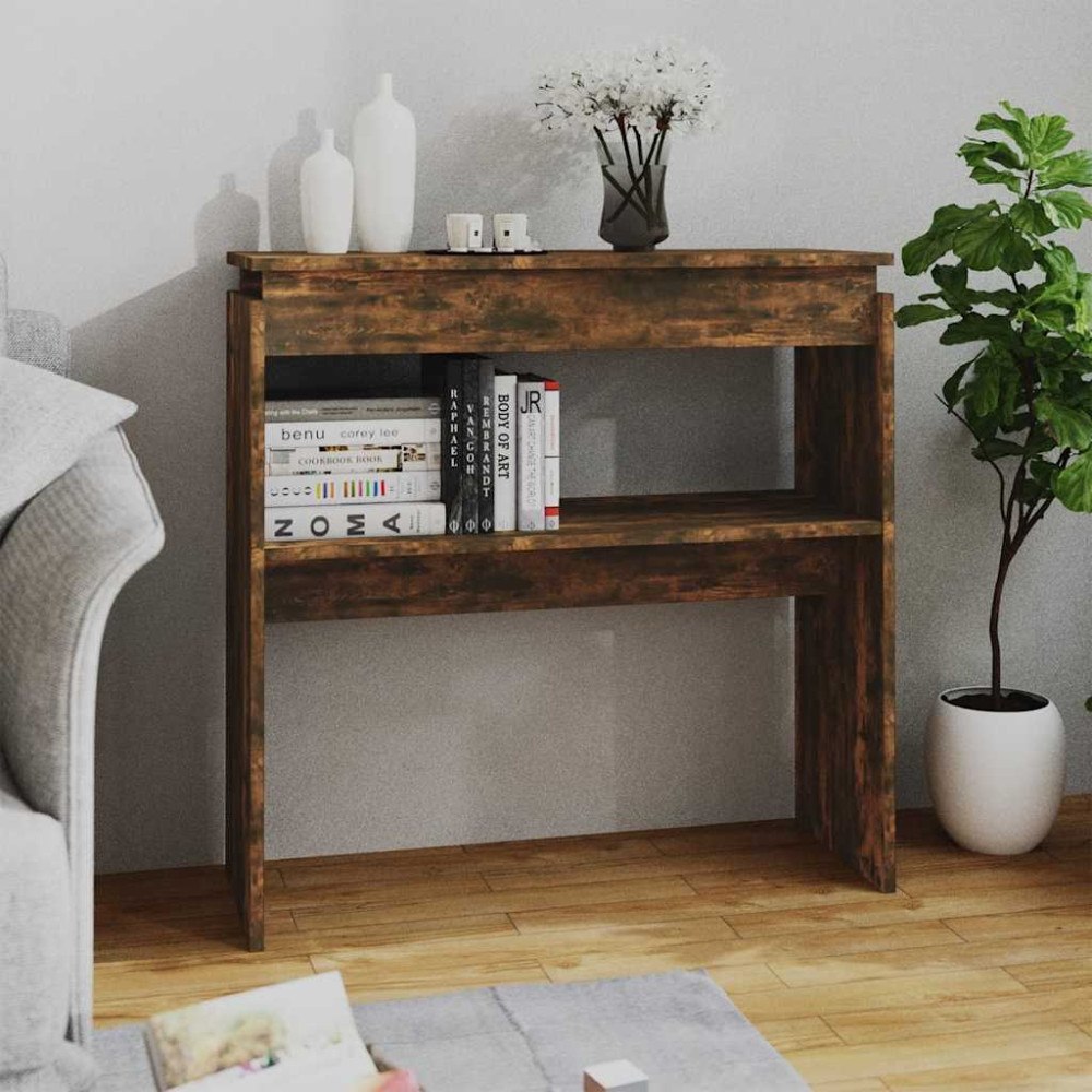 vidaXL Avlastningsbord rökfärgad ek 80x30x80 cm konstruerat trä