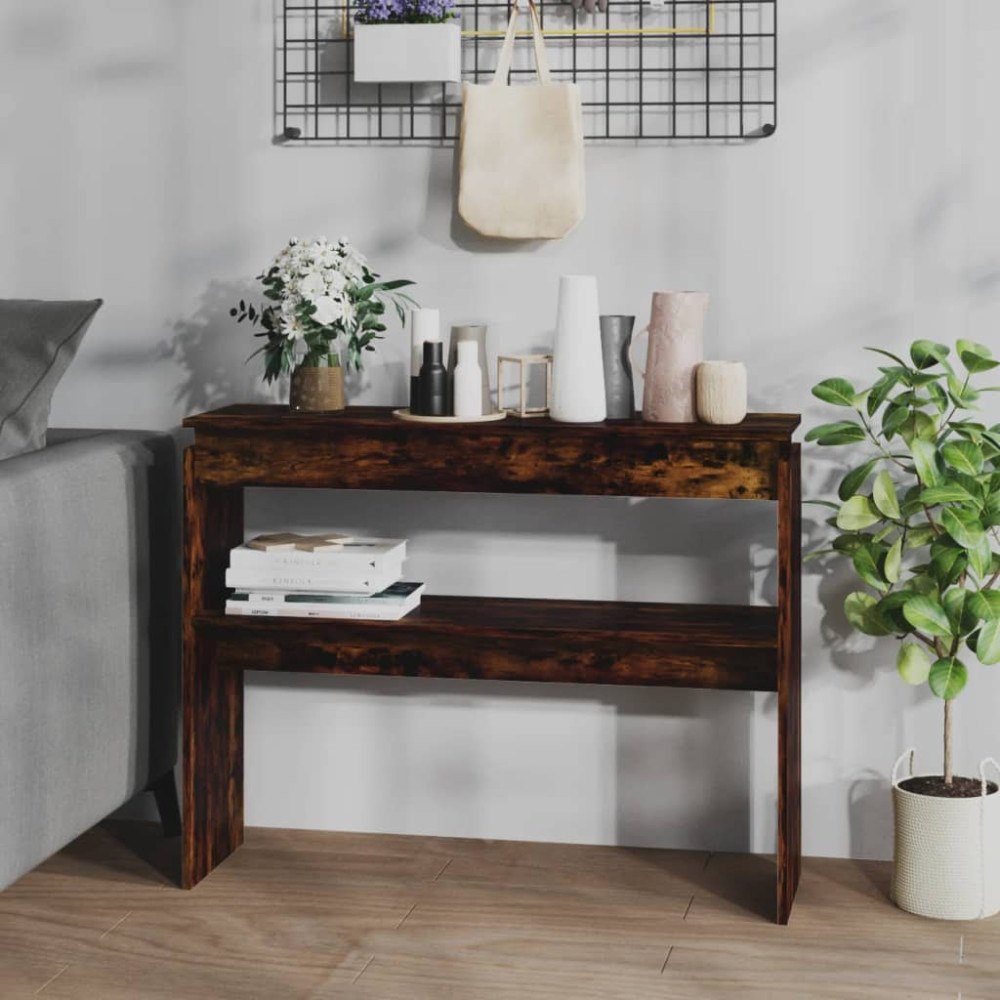 vidaXL Avlastningsbord rökfärgad ek 102x30x80 cm konstruerat trä