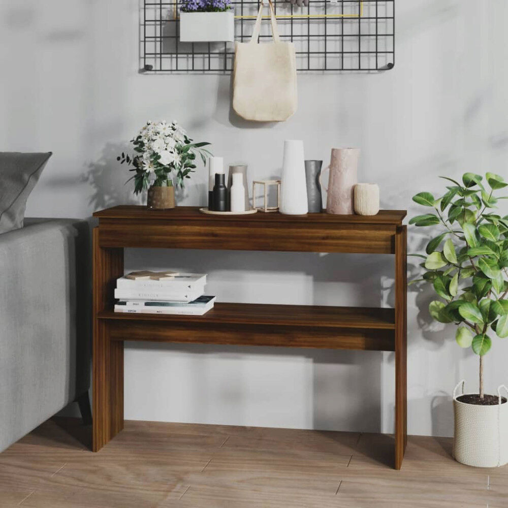 vidaXL Avlastningsbord brun ek 102x30x80 cm konstruerat trä