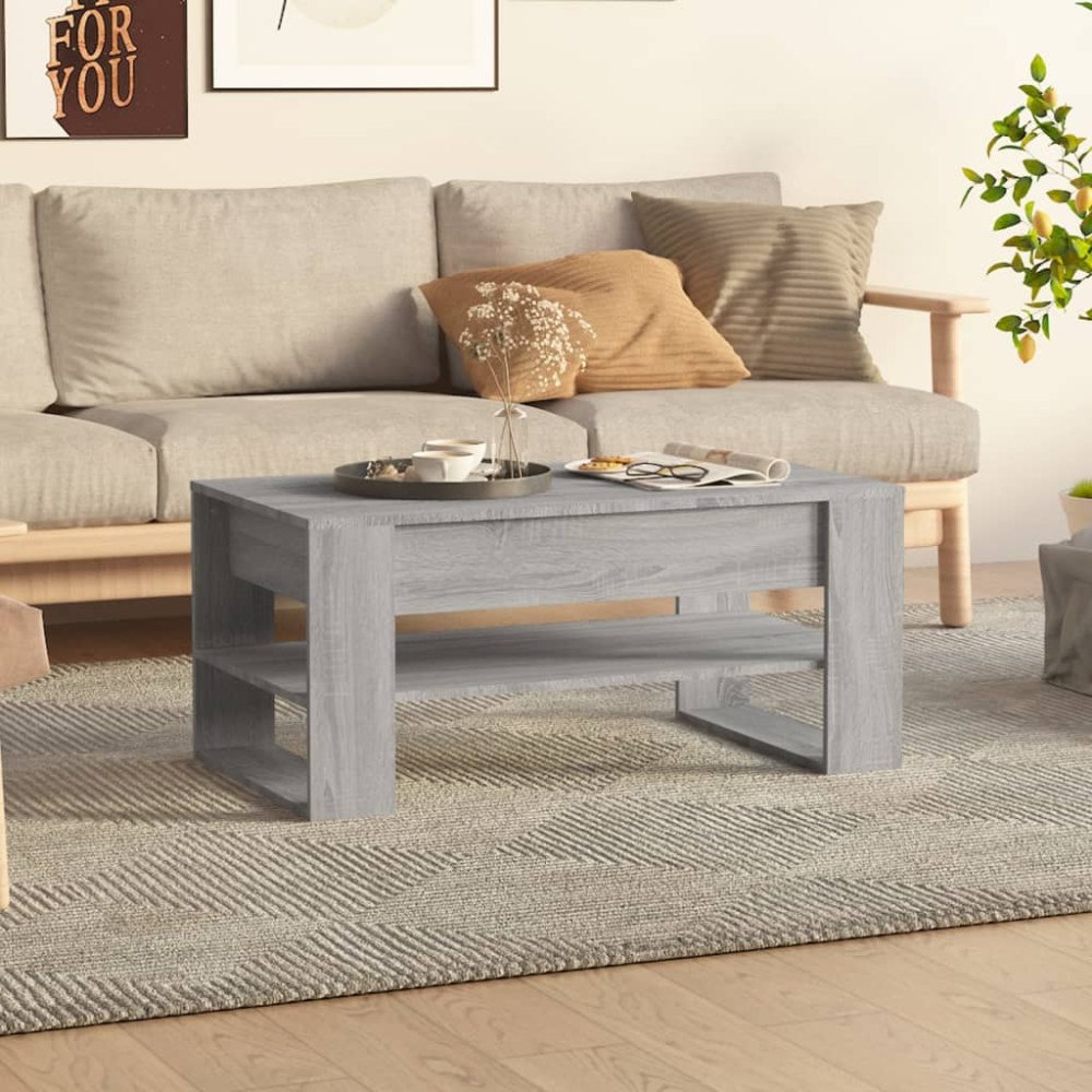 vidaXL Soffbord grå sonoma-ek 102x55x45 cm konstruerat trä
