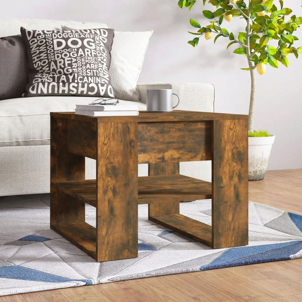 vidaXL Soffbord rökfärgad ek 55,5x55x45 cm konstruerat trä