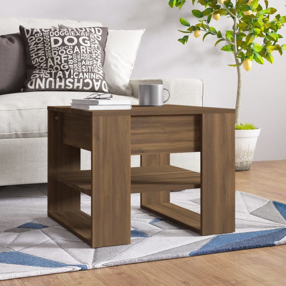 vidaXL Soffbord brun ek 55,5x55x45 cm konstruerat trä