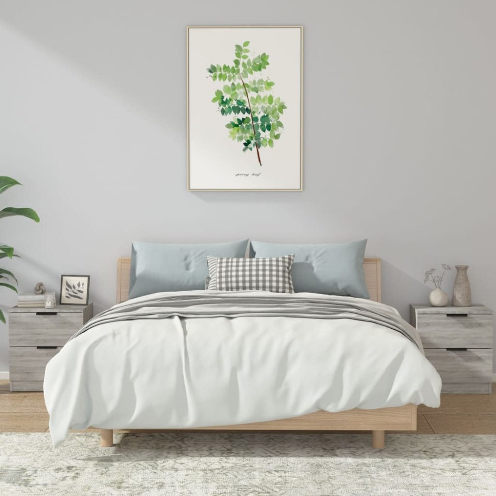 vidaXL Sängbord 2 st grå sonoma konstruerat trä