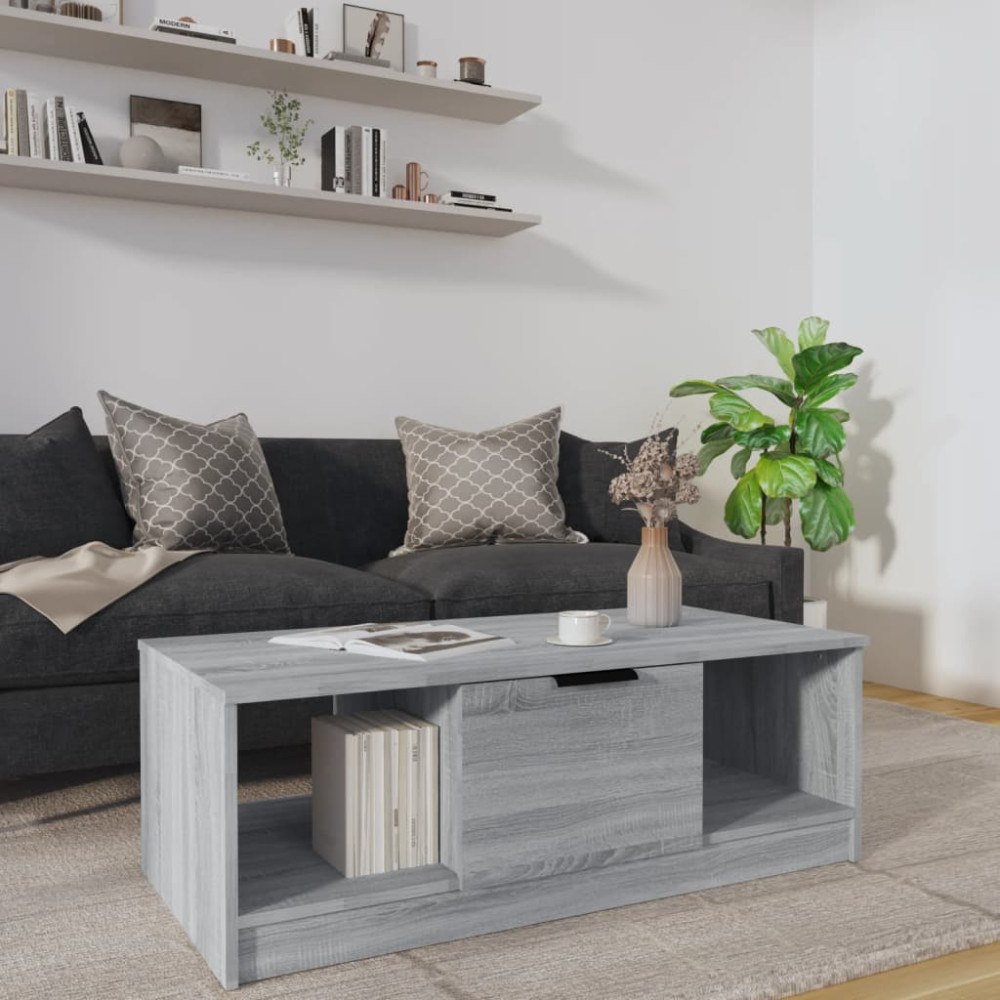 vidaXL Soffbord grå sonoma 102x50x36 cm konstruerat trä