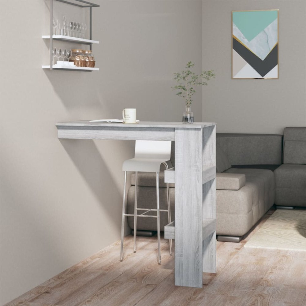 vidaXL Barbord väggmonterat grå sonoma 102x45x103,5 cm konstruerat trä