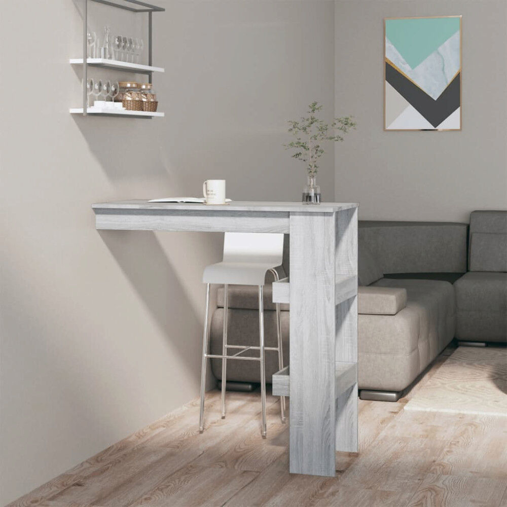 vidaXL Barbord väggmonterat grå sonoma 102x45x103,5 cm konstruerat trä