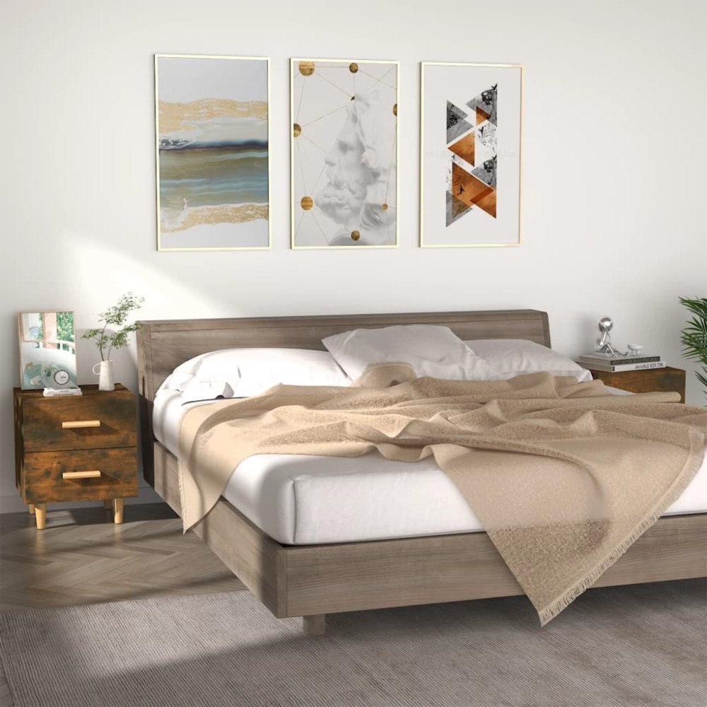 vidaXL Sängbord 2 st rökfärgad ek 40x35x47,5 cm