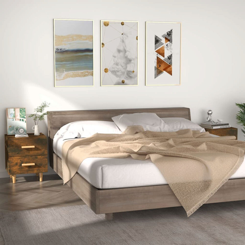 vidaXL Sängbord 2 st rökfärgad ek 40x35x47,5 cm
