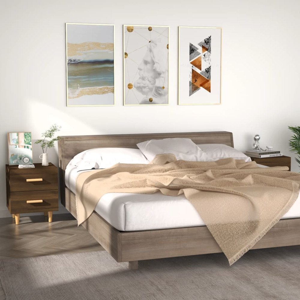vidaXL Sängbord 2 st brun ek 40x35x47,5 cm