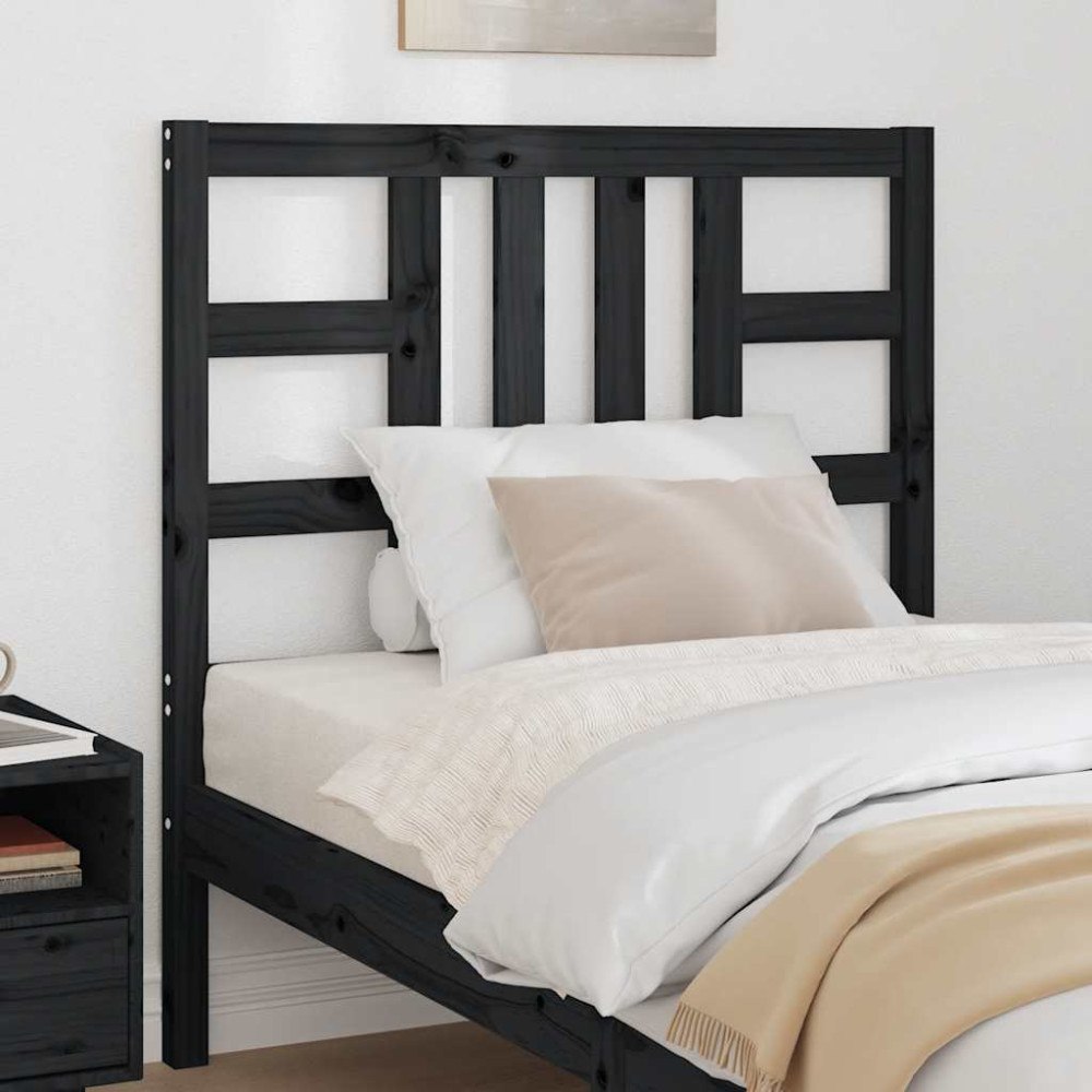 vidaXL Sänggavel svart 96x4x100 cm massiv furu