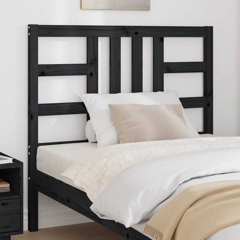 vidaXL Sänggavel svart 106x4x100 cm massiv furu