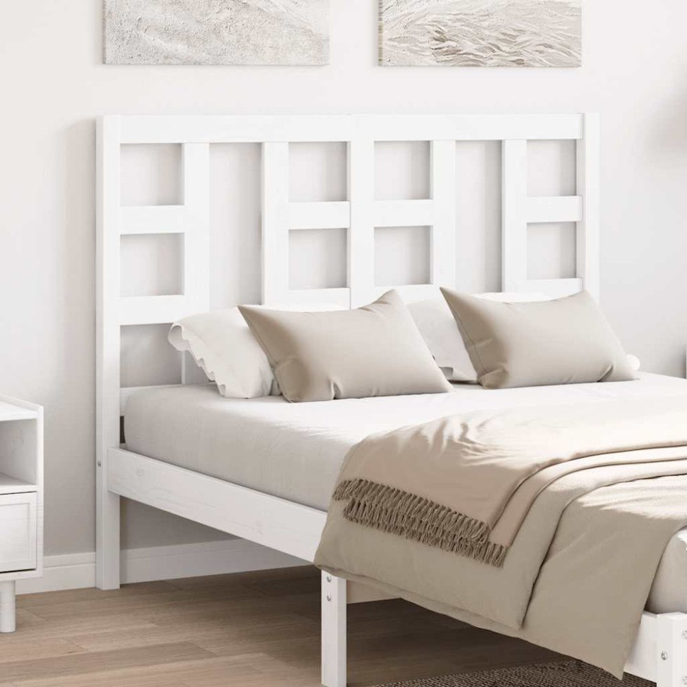 vidaXL Sänggavel vit 126x4x100 cm massiv furu