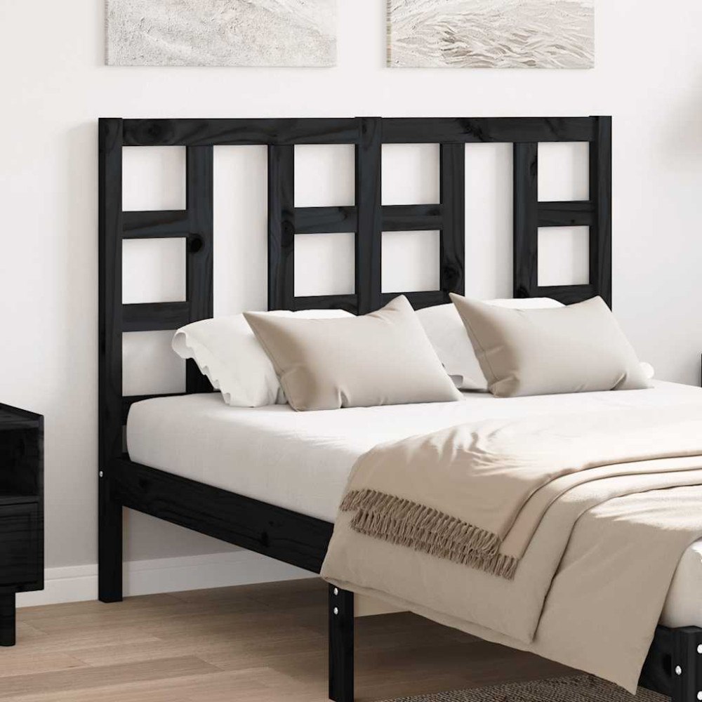 vidaXL Sänggavel svart 126x4x100 cm massiv furu